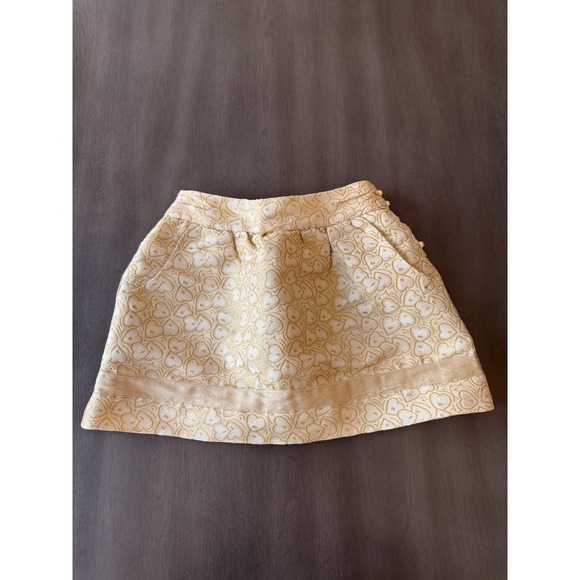 Juicy Couture Skirt Girls 7 Gold Metallic Heart Jacquard A-Line Side Buttons - Picture 7 of 11